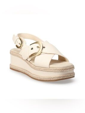 Women’s Cream Platform Espadrille Sandal with Buckle size 9.5